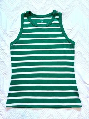 Sonoma Green and White Striped Tank Top